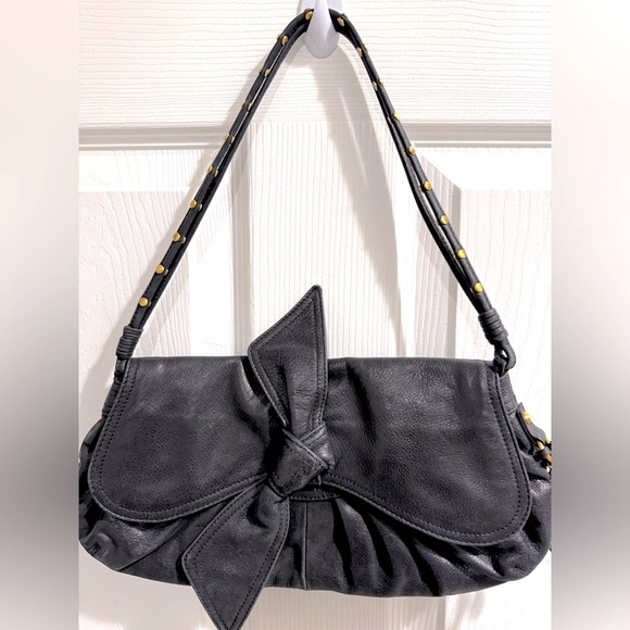 BCBGirls Black Shoulder Bag with Bow Detail LNWOT! - Picture 1 of 8
